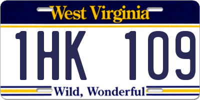 WV license plate 1HK109