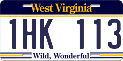WV license plate 1HK113
