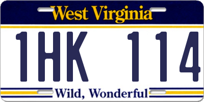 WV license plate 1HK114