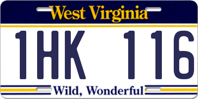 WV license plate 1HK116