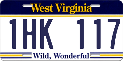 WV license plate 1HK117