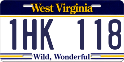 WV license plate 1HK118