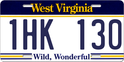 WV license plate 1HK130