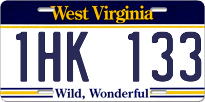 WV license plate 1HK133