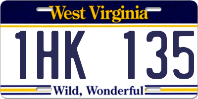 WV license plate 1HK135