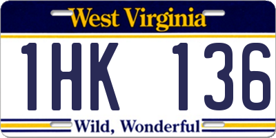 WV license plate 1HK136