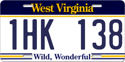 WV license plate 1HK138