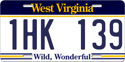 WV license plate 1HK139