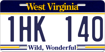 WV license plate 1HK140