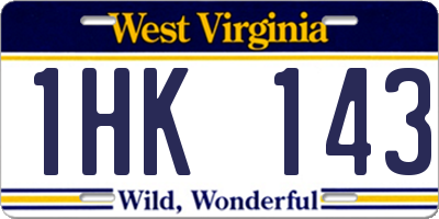 WV license plate 1HK143
