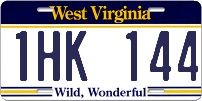 WV license plate 1HK144