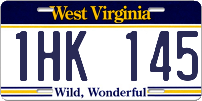 WV license plate 1HK145