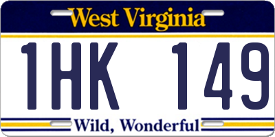 WV license plate 1HK149