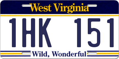 WV license plate 1HK151