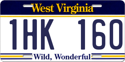 WV license plate 1HK160