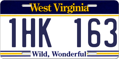 WV license plate 1HK163