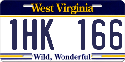 WV license plate 1HK166