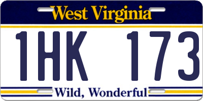 WV license plate 1HK173
