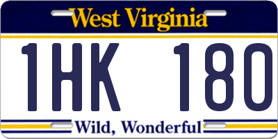 WV license plate 1HK180