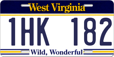 WV license plate 1HK182