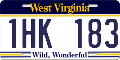 WV license plate 1HK183