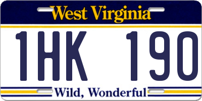 WV license plate 1HK190