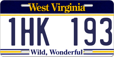 WV license plate 1HK193