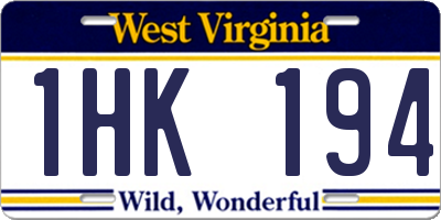 WV license plate 1HK194