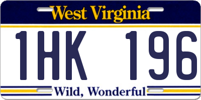 WV license plate 1HK196
