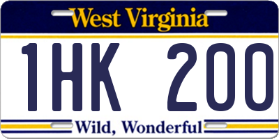 WV license plate 1HK200