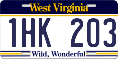 WV license plate 1HK203
