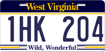 WV license plate 1HK204