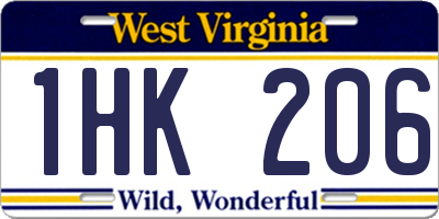 WV license plate 1HK206