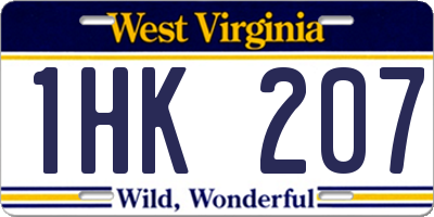 WV license plate 1HK207