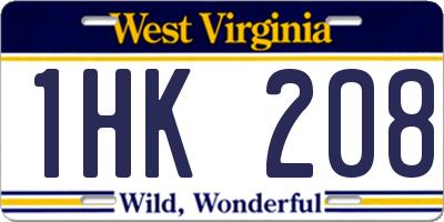 WV license plate 1HK208