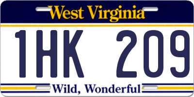 WV license plate 1HK209