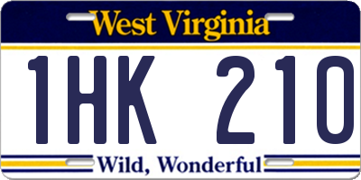 WV license plate 1HK210