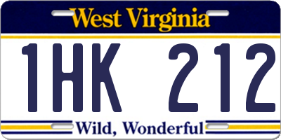 WV license plate 1HK212