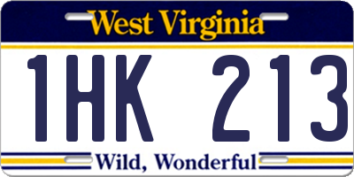 WV license plate 1HK213