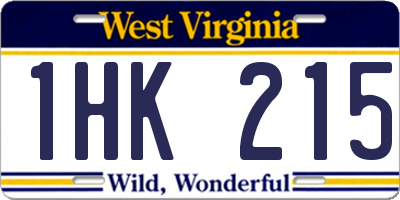 WV license plate 1HK215