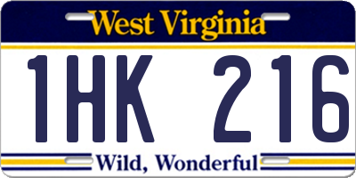 WV license plate 1HK216