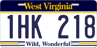 WV license plate 1HK218