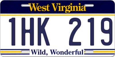 WV license plate 1HK219