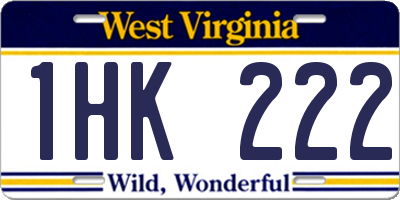 WV license plate 1HK222