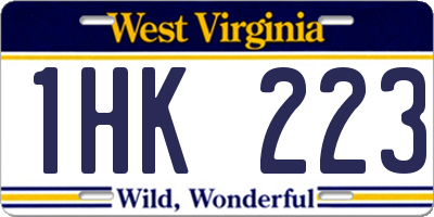 WV license plate 1HK223