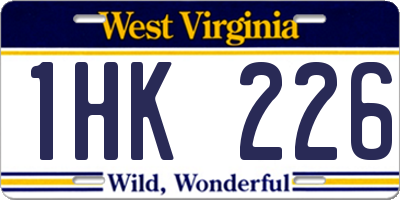 WV license plate 1HK226