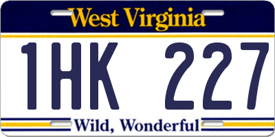 WV license plate 1HK227