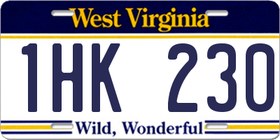 WV license plate 1HK230