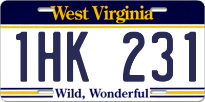 WV license plate 1HK231