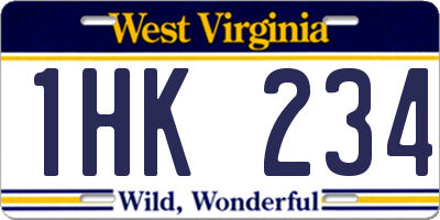 WV license plate 1HK234